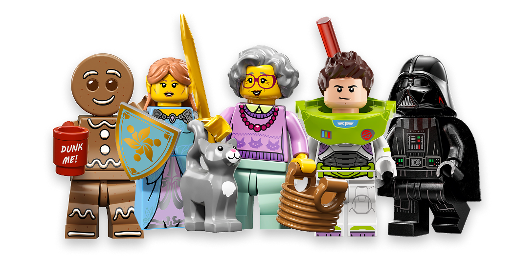 Five LEGO minifigures representing the test participants