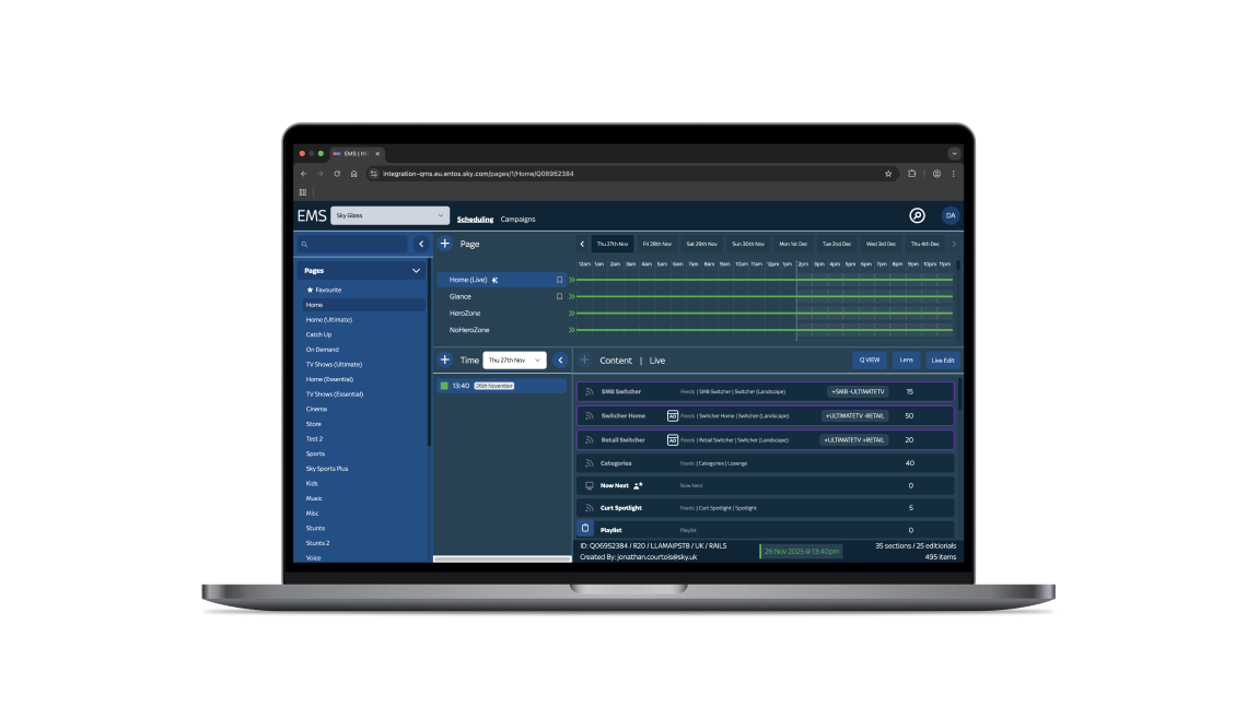 The Experience Management System on a laptop